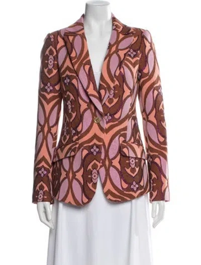 Pre-owned Ramy Brook Jacquard Patterned Blazer In Orange