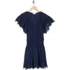 Ramy Brook Jacy Lace Trim Short Sleeve Dress In Blue