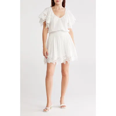 Ramy Brook Jacy Lace Trim Short Sleeve Dress In White