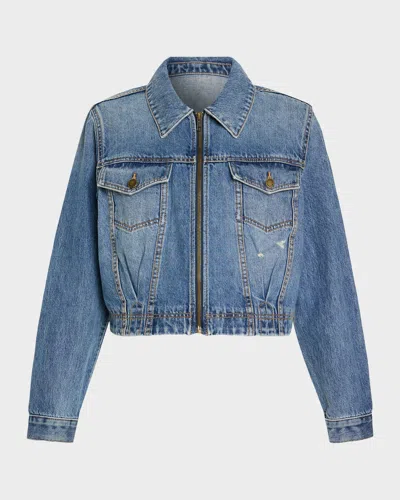 Ramy Brook Jannah Crop Nonstretch Denim Jacket In Blue