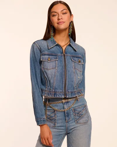 Ramy Brook Jannah Crop Nonstretch Denim Jacket In Blue