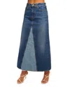 Ramy Brook Jannie Two-tone Denim Maxi Skirt In Tonal Wash