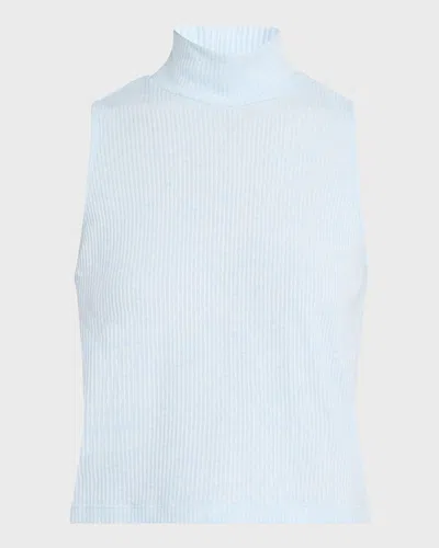 Ramy Brook Jasmin Rib-knit Turtleneck Top In Dream Blue