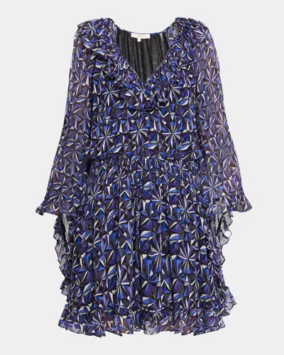 Ramy Brook Jasmina Ruffle-trim Silk Mini Dress In Deco Viole