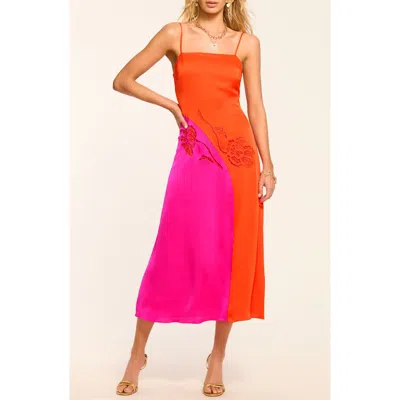 Ramy Brook Jasmine Colorblock Lace Detail Dress In Pink