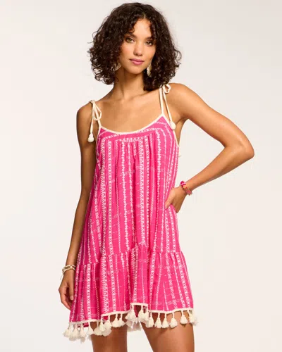 Ramy Brook Jaxson Sleeveless Coverup Mini Dress In Pink Stripe