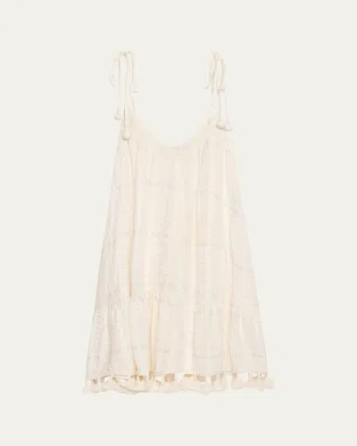 Ramy Brook Jaxson Tassel-trim Mini Dress In White Stripe