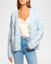 Ramy Brook Jelena V-neck Cardigan Sweater In Dream Blue Animal