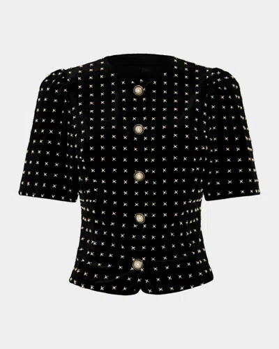 Ramy Brook Jemma Faux-pearl Embellished Jacket In Black Pear