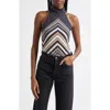 Ramy Brook Jenna Chevron Sleeveless Top In Black Chevron