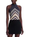 Ramy Brook Jenna Chevron Sleeveless Top In Black Chevron