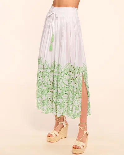 Ramy Brook Jenning Coverup Eyelet Maxi Skirt In Green Cutout