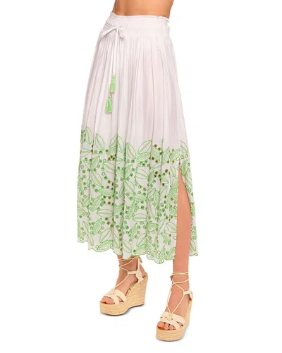 Ramy Brook Jenning Skirt Swim Cover-up In White/palm Green