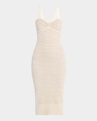 Ramy Brook Jessa Knit Midi Dress In Sandstoneivory Textured Stripe