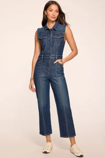 Ramy Brook Jessie Sleeveless Denim Cropped Jumpsuit In Blue