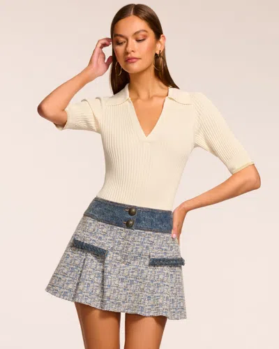 Ramy Brook Jessie Tweed Mini Skort In Indigo Tweed