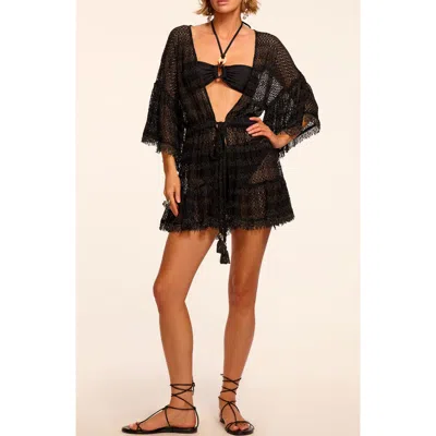 Ramy Brook Jewel Metallic Semisheer Cover-up Dress In Black