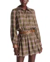 Ramy Brook Jim Belted Metallic Long Sleeve Dress In Brown