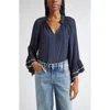 Ramy Brook Jo Tiered Sleeve Top In Blue