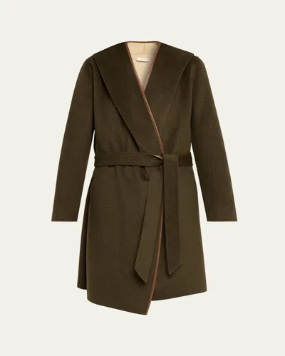 Ramy Brook Joan Cashmere-blend Wrap Coat In Green