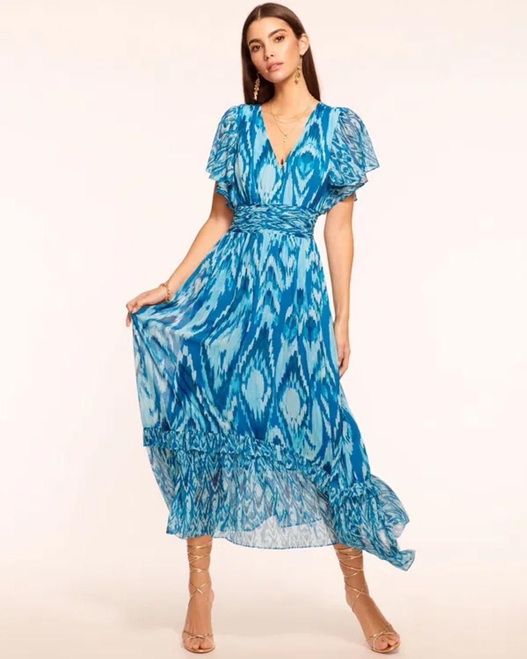 Ramy Brook Joanie Short Sleeve Maxi Dress In Laguna Ikat | ModeSens