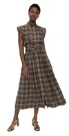 Ramy Brook Joe Dress Deep Olive Plaid In Brown