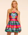 Ramy Brook Joey Striped Halter Bubble Mini Dress In Tropic Stripe