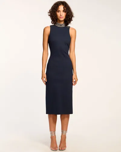 Ramy Brook Josephine Embellished Sleeveless Midi Dress In Black Velvet