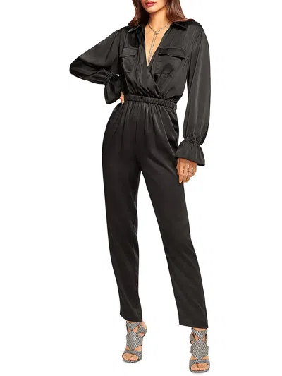 Ramy Brook Josephine Womens Satin Long Sleeves Jumpsuit In Black