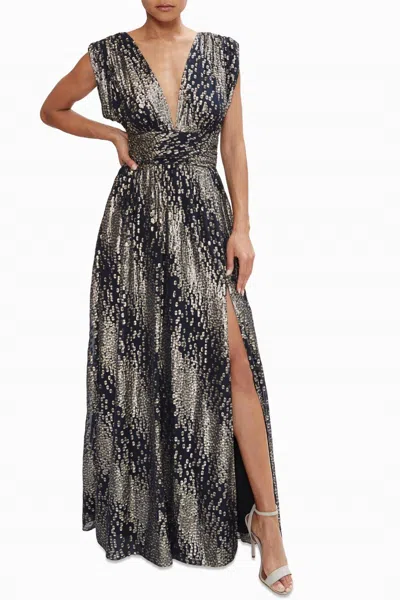 Ramy Brook Julianna Gown In Black Metallic Jacquard