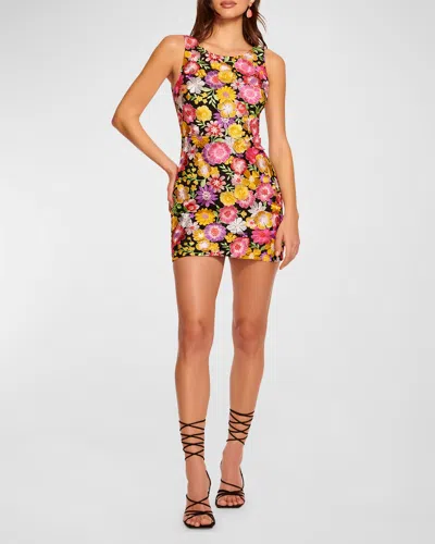 Ramy Brook Julie Floral-embroidered Lace-up Mini Dress In Summer Flower