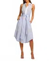 Ramy Brook Juniper Tie Waist Sleeveless Midi Shirtdress In Blue