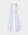 Ramy Brook Juniper Tie Waist Sleeveless Midi Shirtdress In Blue Stripe