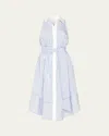 Ramy Brook Juniper Tie Waist Sleeveless Midi Shirtdress In Blue Stripe