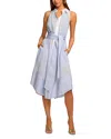 Ramy Brook Juniper Tie Waist Sleeveless Midi Shirtdress In Blue Stripe