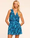 Ramy Brook Juno V-neck Ruffle Mini Dress In Navy Petal