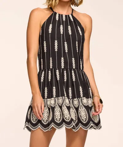 Ramy Brook Kaelyn Embroidered Mini Dress In Black Lace In Transparent