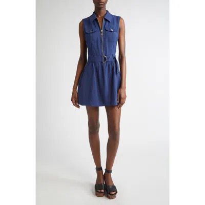 Ramy Brook Kaira Belted Sleeveless Minidress In Blue