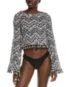Ramy Brook Kaiya Chevron-knit Tassel-trim Crop Top In Black