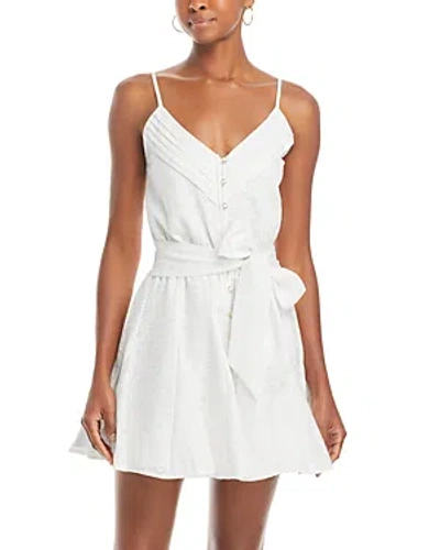 Ramy Brook Kallie V Neck Sash Belt Mini Dress In White Spring Time Burnout