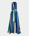 Ramy Brook Kamil Plunging Sleeveless Maxi Dress In Multi