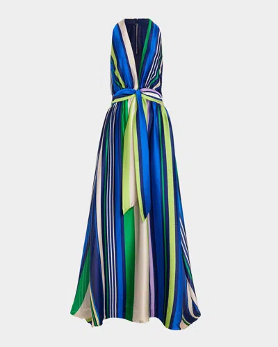 RAMY BROOK KAMIL STRIPED SATIN MAXI DRESS