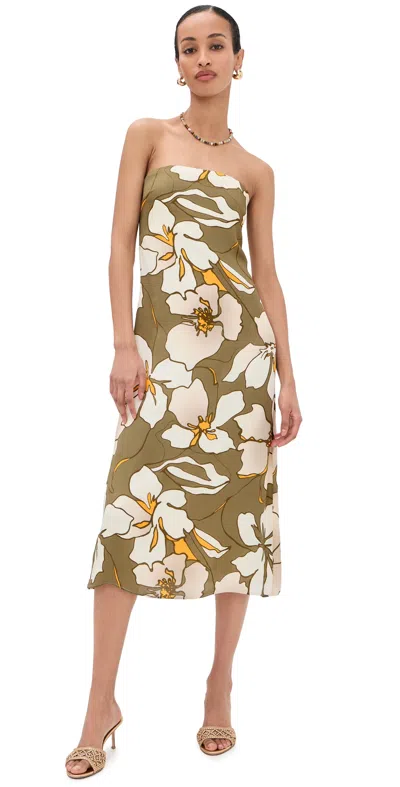 Ramy Brook Kamilla Strapless Dress Safari Floral In Green