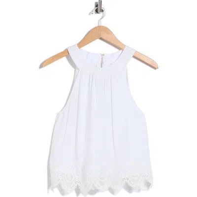 Ramy Brook Karis Halter Neck Lace Trim Tank In White