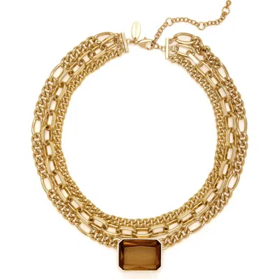 Ramy Brook Karissa Multi Strand Crystal Pendant Necklace In Gold