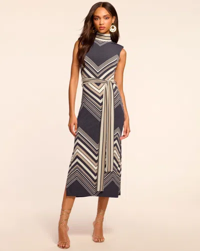 Ramy Brook Karolina Chevron Knit Midi Dress In Black Chevron