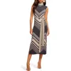 Ramy Brook Karolina Chevron Print Knit Midi Dress In Black Chevron