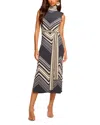 Ramy Brook Karolina Chevron Print Knit Midi Dress In Black Chevron