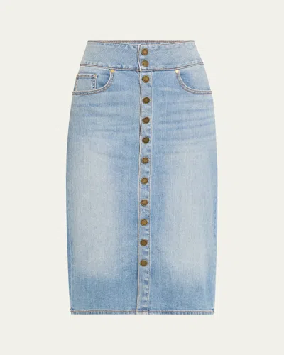Ramy Brook Karter Denim Knee-length Skirt In Light Wash