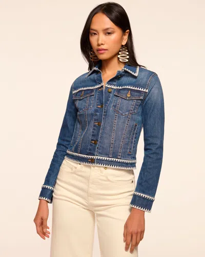 Ramy Brook Kasey Crochet Denim Jacket In Medium Wash Crochet